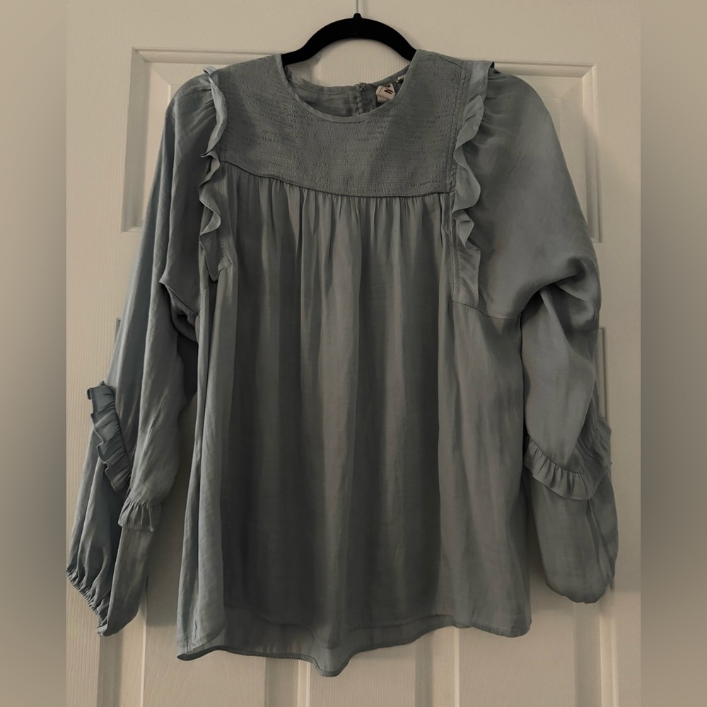 Anthropologie blue peasant blouse - size small